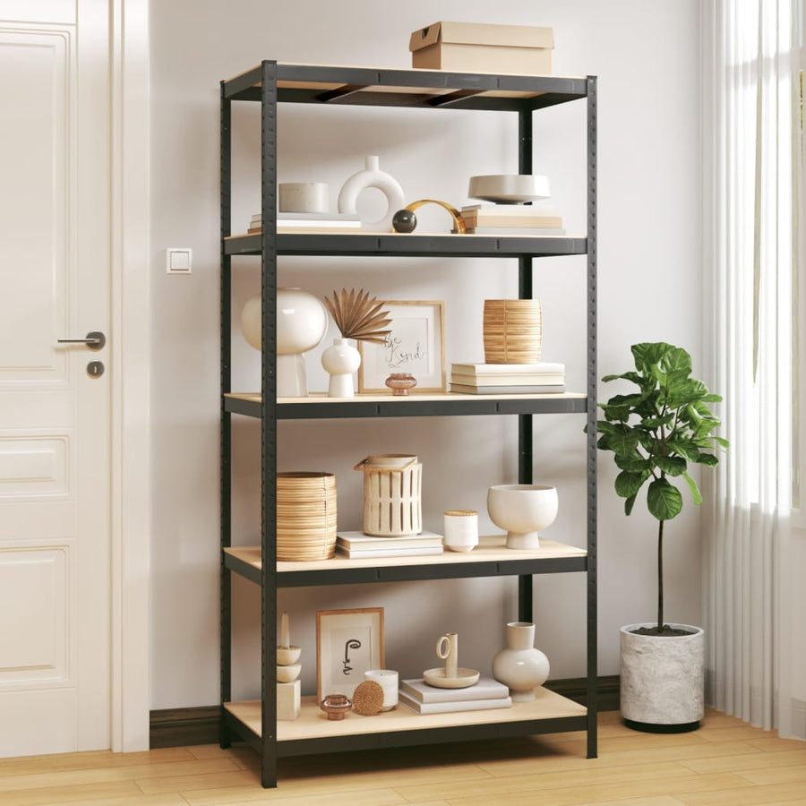 5-Layer Storage Shelf Anthracite Steel and Engineered Wood