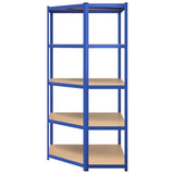 5-Layer Corner Shelf Blue Steel and Engineered Wood - 45-Degree Angle
