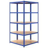 5-Layer Corner Shelf Blue Steel and Engineered Wood - Rear View