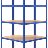 5-Layer Corner Shelf Blue Steel and Engineered Wood - Low Angle