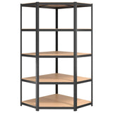 5-Layer Corner Shelf Anthracite Steel and Engineered Wood