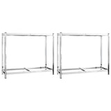 2-Layer Tire Racks 2 pcs Silver 110x40x110 cm Steel - Front View