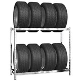 2-Layer Tire Racks 2 pcs Silver 110x40x110 cm Steel - Side View