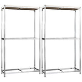 2-Layer Tire Racks 2 pcs Silver 110x40x180 cm Steel - Front View