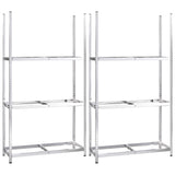3-Layer Tire Racks 2 pcs Silver 110x40x200 cm Steel - Front View