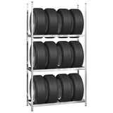 3-Layer Tire Racks 2 pcs Silver 110x40x200 cm Steel - Side View