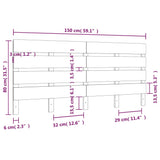 Headboard White 150 cm Solid Wood Pine - 45-Degree Angle