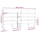 Headboard 180 cm Solid Wood Pine - 45-Degree Angle
