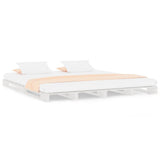 Pallet Bed without Mattress White 137x187 cm Double Solid Wood - Front View