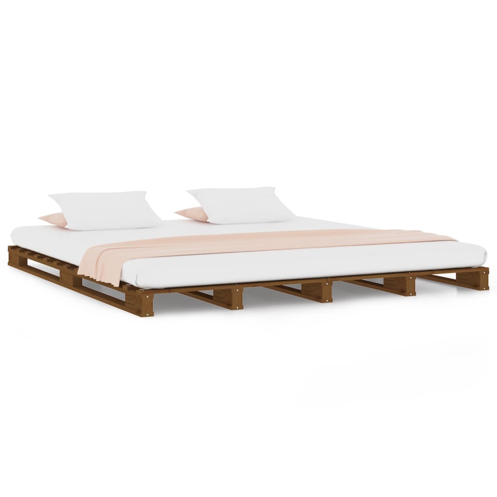 Pallet Bed without Mattress Honey Brown 137x187 cm Double Solid Wood