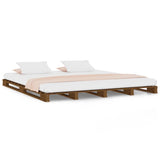 Pallet Bed without Mattress Honey Brown 137x187 cm Double Solid Wood - Front View