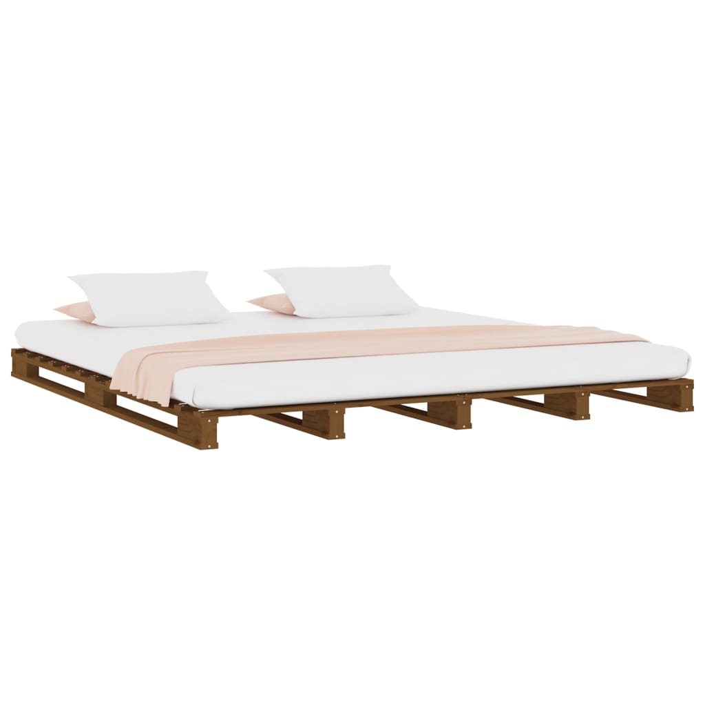 Pallet Bed without Mattress Honey Brown 137x187 cm Double Solid Wood