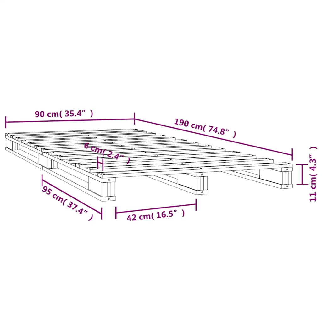 Pallet Bed without Mattress White 90x190 cm Solid Wood