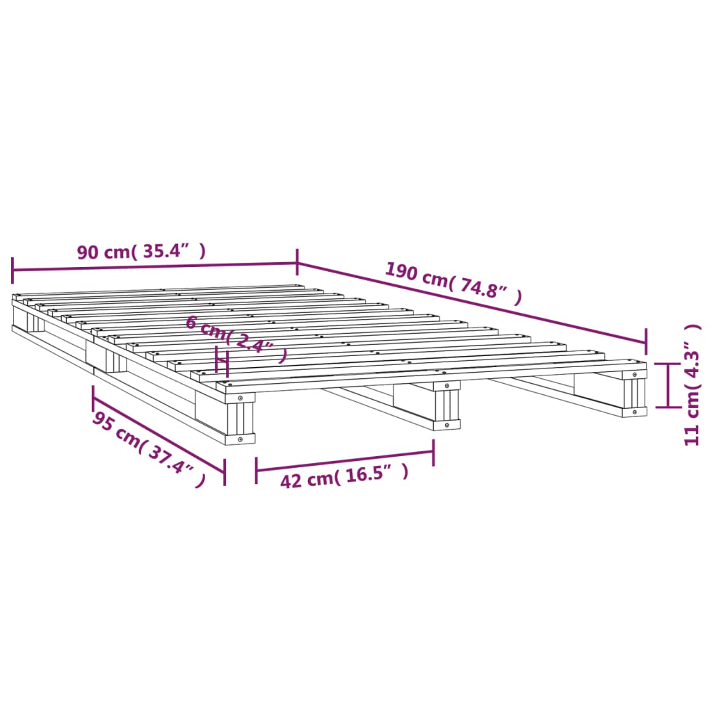 Pallet Bed without Mattress Honey Brown 90x190 cm Solid Wood