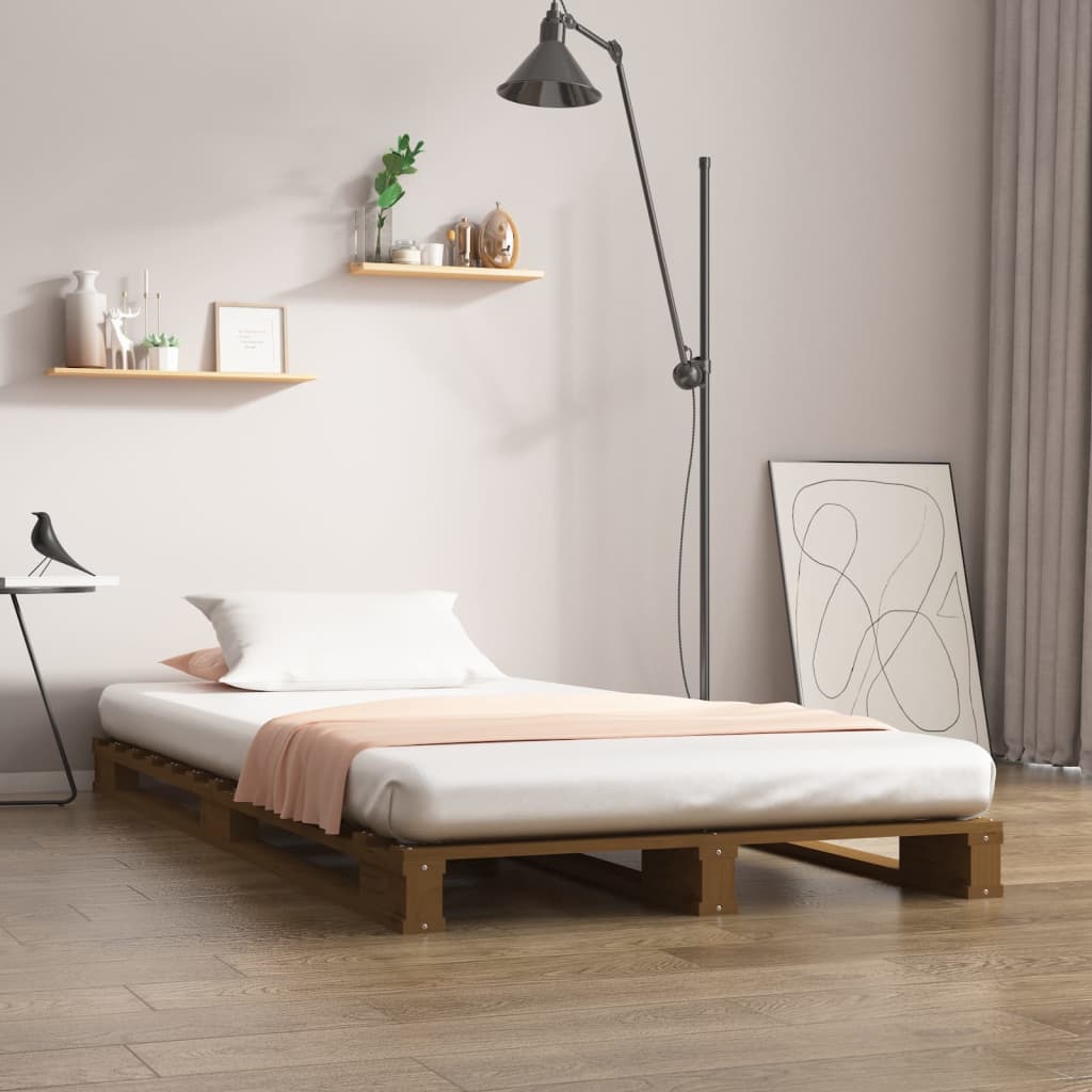 Pallet Bed without Mattress Honey Brown 90x190 cm Solid Wood