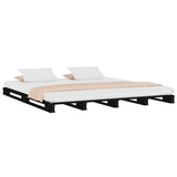 Pallet Bed without Mattress Black 135x190 cm Solid Wood