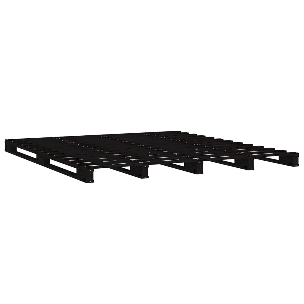 Pallet Bed without Mattress Black 135x190 cm Solid Wood