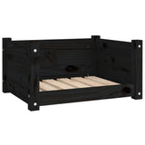 Dog Bed Black 55.5x45.5x28 cm Solid Pine Wood - Front View