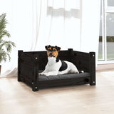 Dog Bed Black 55.5x45.5x28 cm Solid Pine Wood - Side View
