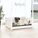 Dog Bed White 65.5x50.5x28 cm Solid Pine Wood - Side View