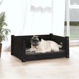 Dog Bed Black 65.5x50.5x28 cm Solid Pine Wood - Side View