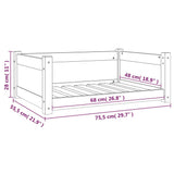 Dog Bed 75.5x55.5x28 cm Solid Pine Wood