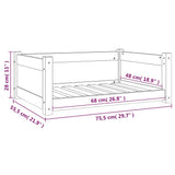 Dog Bed White 75.5x55.5x28 cm Solid Pine Wood - Low Angle