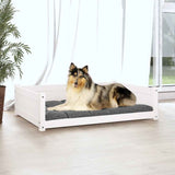 Dog Bed White 95.5x65.5x28 cm Solid Pine Wood - Side View