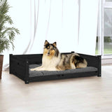 Dog Bed Black 95.5x65.5x28 cm Solid Pine Wood - Side View