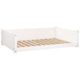 Dog Bed White 105.5x75.5x28 cm Solid Pine Wood - Front View
