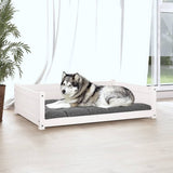 Dog Bed White 105.5x75.5x28 cm Solid Pine Wood - Side View