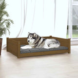 Dog Bed Honey Brown 105.5x75.5x28 cm Solid Pine Wood - Side View