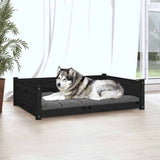 Dog Bed Black 105.5x75.5x28 cm Solid Pine Wood - Side View