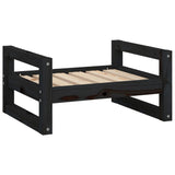 Dog Bed Black 55.5x45.5x28 cm Solid Pine Wood - Front View