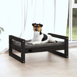 Dog Bed Black 55.5x45.5x28 cm Solid Pine Wood - Side View