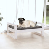Dog Bed White 65.5x50.5x28 cm Solid Pine Wood - Side View