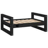 Dog Bed Black 65.5x50.5x28 cm Solid Pine Wood - Front View