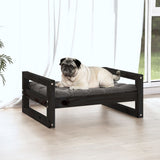 Dog Bed Black 65.5x50.5x28 cm Solid Pine Wood - Side View