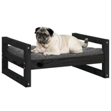 Dog Bed Black 65.5x50.5x28 cm Solid Pine Wood - Top-Down View
