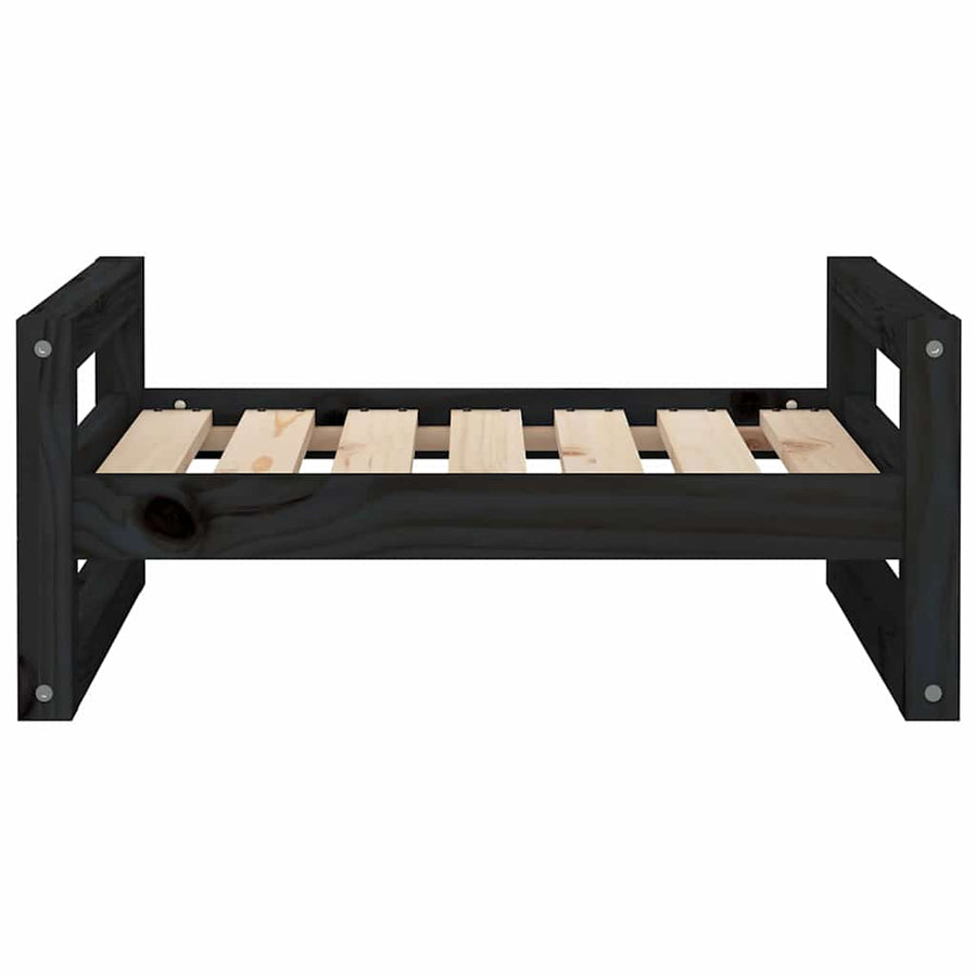 Dog Bed Black 65.5x50.5x28 cm Solid Pine Wood