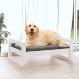 Dog Bed White 75.5x55.5x28 cm Solid Pine Wood - Side View