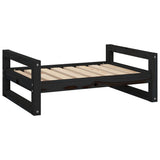 Dog Bed Black 75.5x55.5x28 cm Solid Pine Wood - Front View
