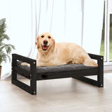 Dog Bed Black 75.5x55.5x28 cm Solid Pine Wood - Side View