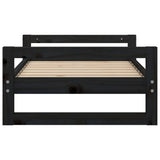 Dog Bed Black 75.5x55.5x28 cm Solid Pine Wood - Rear View