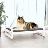 Dog Bed White 95.5x65.5x28 cm Solid Pine Wood - Side View