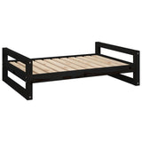 Dog Bed Black 95.5x65.5x28 cm Solid Pine Wood - Front View