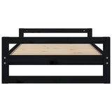 Dog Bed Black 95.5x65.5x28 cm Solid Pine Wood