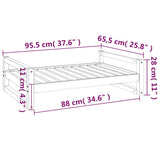 Dog Bed Black 95.5x65.5x28 cm Solid Pine Wood