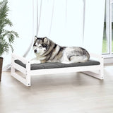 Dog Bed White 105.5x75.5x28 cm Solid Pine Wood - Side View