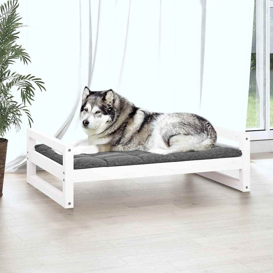 Dog Bed White 105,5x75,5x28 cm Solid Pine Wood